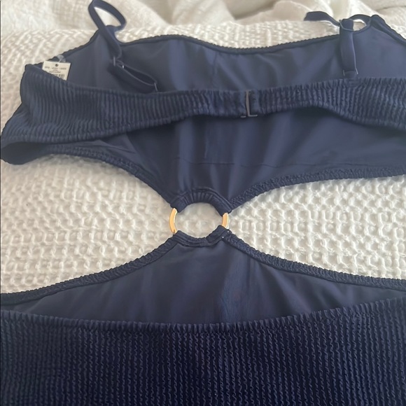 Navy Blue Ribbed Bikini Set - Picture 4 of 4